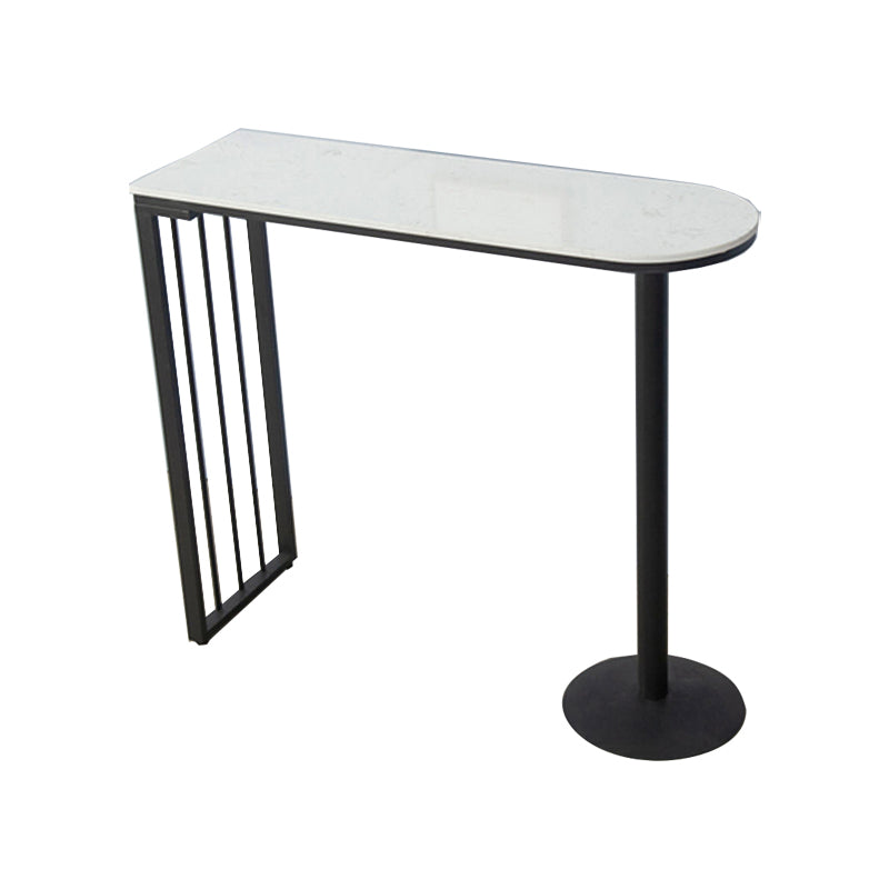 Glam White Faux Marble Pub Bar Table Indoor Iron Bar Dining Table with Double Pedestal Clearhalo 'Bar Furniture' 'Bar Tables' 'bar_tables' 'furn' 'furn_bar_tables' 'Furniture' 'furniture_bar_tables' 'Kitchen & Dining Furniture' 'kitchen&dining_furn' 'kitchen' 4354839