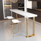Glam Rectangle Bar Table Indoor Gold Iron Bar Dining Table with Sled Pedestal, Only Table 86.6"L x 15.7"W x 41.3"H White Without Chairs Clearhalo 'Bar Furniture' 'Bar Tables' 'bar_tables' 'furn' 'furn_bar_tables' 'Furniture' 'furniture_bar_tables' 'Kitchen & Dining Furniture' 'kitchen&dining_furn' 'kitchen' 4354865