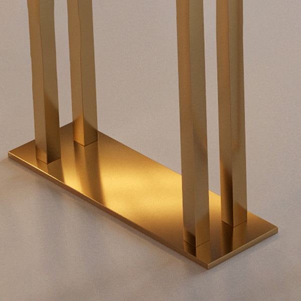 Glam Rectangle Bar Table Indoor Gold Iron Bar Dining Table with Sled Pedestal, Only Table Clearhalo 'Bar Furniture' 'Bar Tables' 'bar_tables' 'furn' 'furn_bar_tables' 'Furniture' 'furniture_bar_tables' 'Kitchen & Dining Furniture' 'kitchen&dining_furn' 'kitchen' 4354870