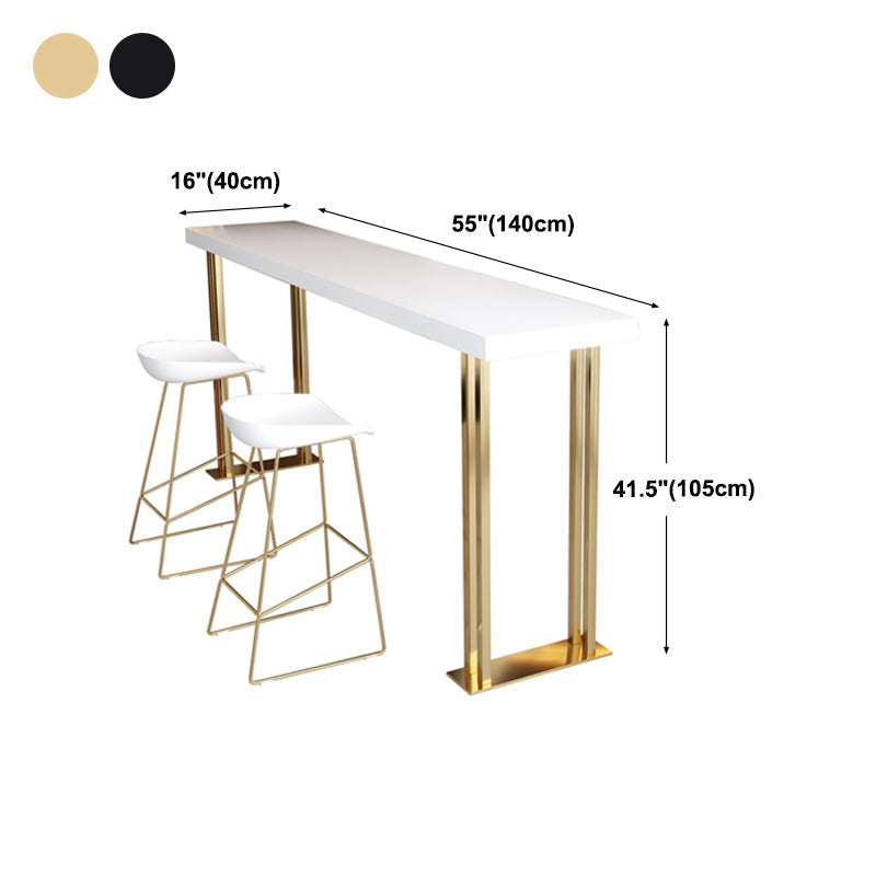 Glam Rectangle Bar Table Indoor Gold Iron Bar Dining Table with Sled Pedestal, Only Table Clearhalo 'Bar Furniture' 'Bar Tables' 'bar_tables' 'furn' 'furn_bar_tables' 'Furniture' 'furniture_bar_tables' 'Kitchen & Dining Furniture' 'kitchen&dining_furn' 'kitchen' 4354875