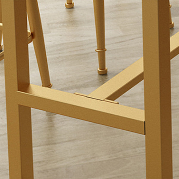 Glam Rectangle Indoor Pub Bar Table Gold Iron Bar Dining Table with Trestle Pedestal Clearhalo 'Bar Furniture' 'Bar Tables' 'bar_tables' 'furn' 'furn_bar_tables' 'Furniture' 'furniture_bar_tables' 'Kitchen & Dining Furniture' 'kitchen&dining_furn' 'kitchen' 4354889