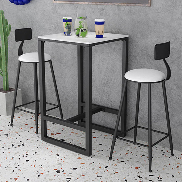 Glam White Faux Marble Bistro Table Indoor Iron Trestle Pedestal Bar Dining Table Black Without Chairs Clearhalo 'Bar Furniture' 'Bar Tables' 'bar_tables' 'furn' 'furn_bar_tables' 'Furniture' 'furniture_bar_tables' 'Kitchen & Dining Furniture' 'kitchen&dining_furn' 'kitchen' 4354931