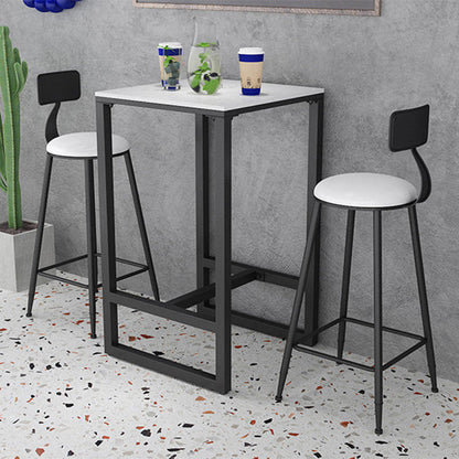 Glam White Faux Marble Bistro Table Indoor Iron Trestle Pedestal Bar Dining Table Black Without Chairs Clearhalo 'Bar Furniture' 'Bar Tables' 'bar_tables' 'furn' 'furn_bar_tables' 'Furniture' 'furniture_bar_tables' 'Kitchen & Dining Furniture' 'kitchen&dining_furn' 'kitchen' 4354931