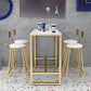 Glam White Faux Marble Bistro Table Indoor Iron Trestle Pedestal Bar Dining Table Clearhalo 'Bar Furniture' 'Bar Tables' 'bar_tables' 'furn' 'furn_bar_tables' 'Furniture' 'furniture_bar_tables' 'Kitchen & Dining Furniture' 'kitchen&dining_furn' 'kitchen' 4354936