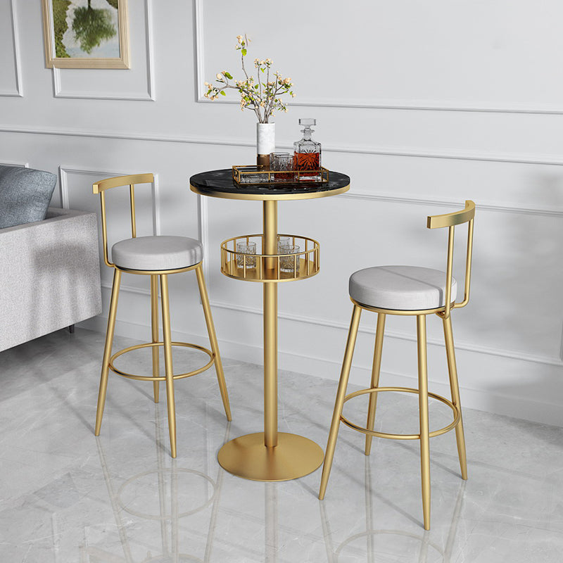 Glam Faux Marble Bistro Table Indoor Iron Single Pedestal Bar Dining Table Fixed Table Gold Black Round Clearhalo 'Bar Furniture' 'Bar Tables' 'bar_tables' 'Furniture' 'furniture_bar_tables' 'Kitchen & Dining Furniture' 'kitchen&dining_furn' 'kitchen' 4354954