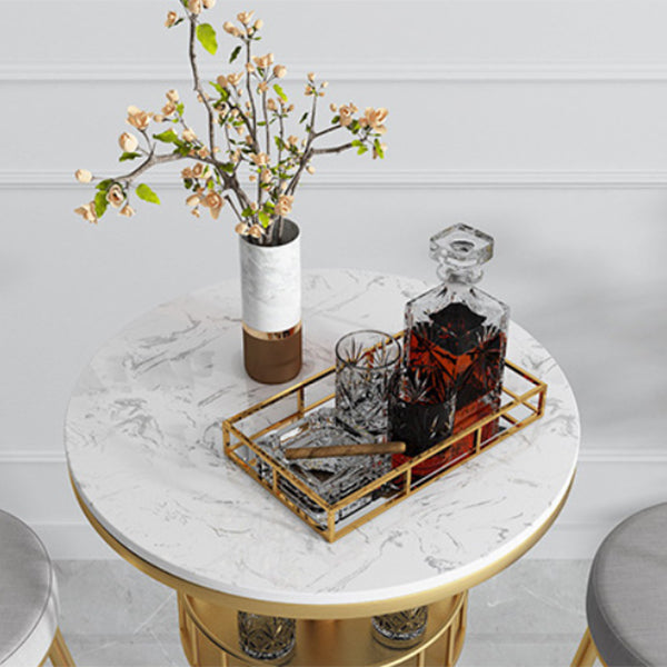 Glam Faux Marble Bistro Table Indoor Iron Single Pedestal Bar Dining Table Fixed Table Clearhalo 'Bar Furniture' 'Bar Tables' 'bar_tables' 'Furniture' 'furniture_bar_tables' 'Kitchen & Dining Furniture' 'kitchen&dining_furn' 'kitchen' 4354956