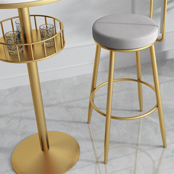 Glam Faux Marble Bistro Table Indoor Iron Single Pedestal Bar Dining Table Fixed Table Clearhalo 'Bar Furniture' 'Bar Tables' 'bar_tables' 'Furniture' 'furniture_bar_tables' 'Kitchen & Dining Furniture' 'kitchen&dining_furn' 'kitchen' 4354957