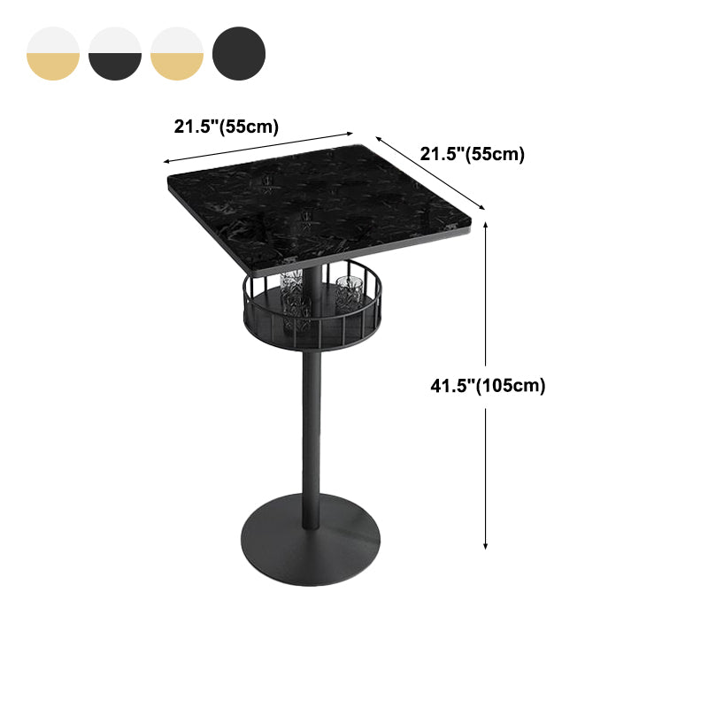 Glam Faux Marble Bistro Table Indoor Iron Single Pedestal Bar Dining Table Fixed Table Clearhalo 'Bar Furniture' 'Bar Tables' 'bar_tables' 'Furniture' 'furniture_bar_tables' 'Kitchen & Dining Furniture' 'kitchen&dining_furn' 'kitchen' 4354963