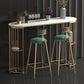 Glam Iron Bar Table Faux Marble Oval Top 41.3"H Bistro Table with Storage 55.1"L x 15.7"W x 41.3"H Gold Without Chairs Clearhalo 'Bar Furniture' 'Bar Tables' 'bar_tables' 'furn' 'furn_bar_tables' 'Furniture' 'furniture_bar_tables' 'Kitchen & Dining Furniture' 'kitchen&dining_furn' 'kitchen' 4354969