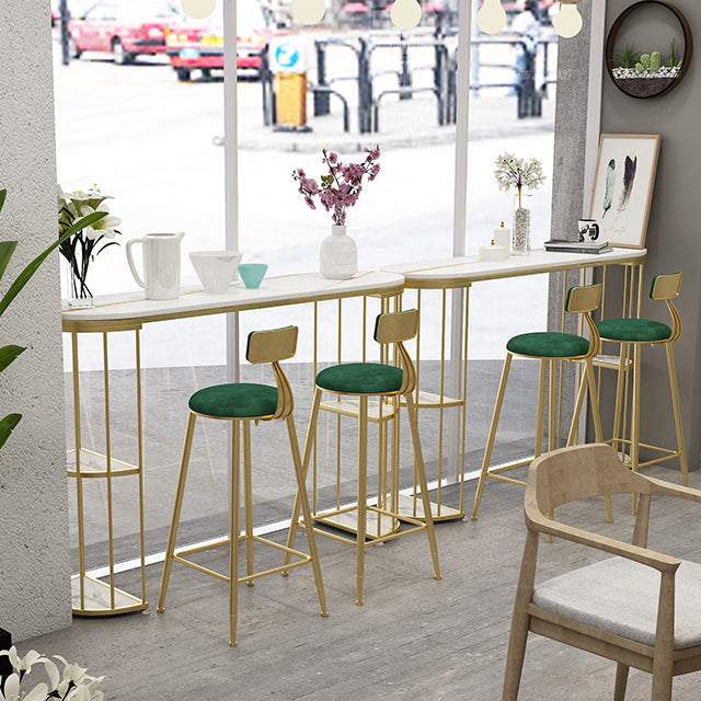 Glam Iron Bar Table Faux Marble Oval Top 41.3"H Bistro Table with Storage Clearhalo 'Bar Furniture' 'Bar Tables' 'bar_tables' 'furn' 'furn_bar_tables' 'Furniture' 'furniture_bar_tables' 'Kitchen & Dining Furniture' 'kitchen&dining_furn' 'kitchen' 4354974