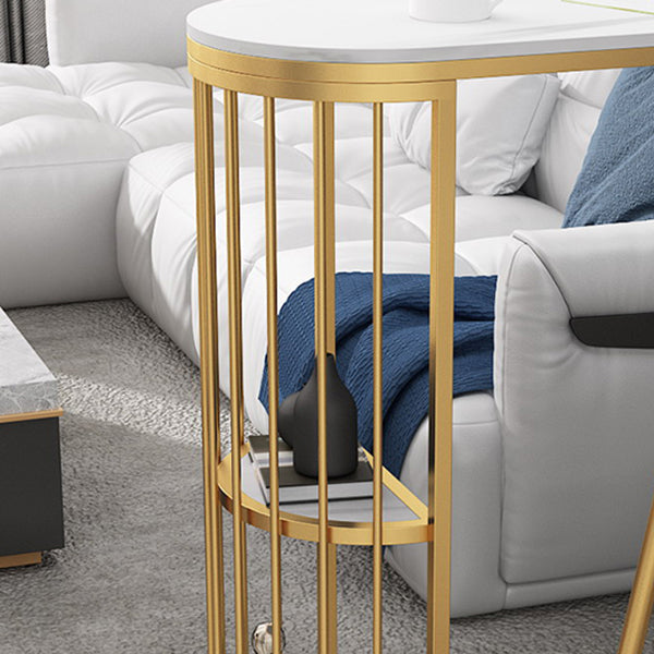 Glam Iron Bar Table Faux Marble White Specialty Top 41.3"H Bistro Table Clearhalo 'Bar Furniture' 'Bar Tables' 'bar_tables' 'Furniture' 'furniture_bar_tables' 'Kitchen & Dining Furniture' 'kitchen&dining_furn' 'kitchen' 4355013