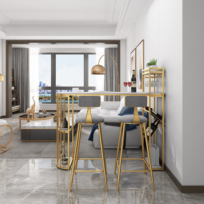 Glam Iron Bar Table Faux Marble White Specialty Top 41.3"H Bistro Table Clearhalo 'Bar Furniture' 'Bar Tables' 'bar_tables' 'Furniture' 'furniture_bar_tables' 'Kitchen & Dining Furniture' 'kitchen&dining_furn' 'kitchen' 4355016