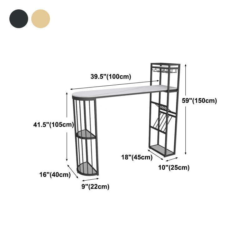 Glam Iron Bar Table Faux Marble White Specialty Top 41.3"H Bistro Table Clearhalo 'Bar Furniture' 'Bar Tables' 'bar_tables' 'Furniture' 'furniture_bar_tables' 'Kitchen & Dining Furniture' 'kitchen&dining_furn' 'kitchen' 4355019