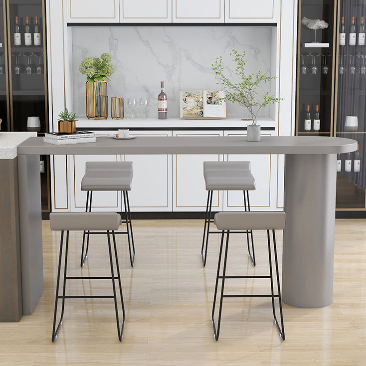 42-inch Height Cocktail Bar Table Industrial Style Wood Rounded Corners Top Bar Table 86.6"L x 19.7"W x 41.3"H Grey Without Chairs Clearhalo 'Bar Furniture' 'Bar Tables' 'bar_tables' 'furn' 'furn_bar_tables' 'Furniture' 'furniture_bar_tables' 'Kitchen & Dining Furniture' 'kitchen&dining_furn' 'kitchen' 4355023