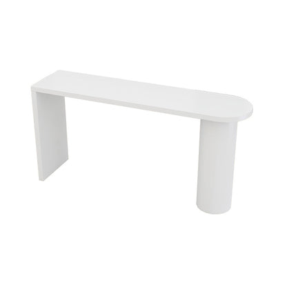 42-inch Height Cocktail Bar Table Industrial Style Wood Rounded Corners Top Bar Table White Without Chairs Clearhalo 'Bar Furniture' 'Bar Tables' 'bar_tables' 'furn' 'furn_bar_tables' 'Furniture' 'furniture_bar_tables' 'Kitchen & Dining Furniture' 'kitchen&dining_furn' 'kitchen' 4355024