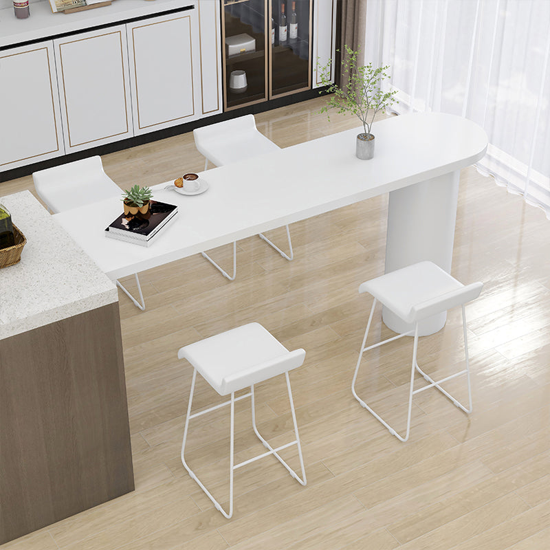 42-inch Height Cocktail Bar Table Industrial Style Wood Rounded Corners Top Bar Table 86.6"L x 19.7"W x 41.3"H White Without Chairs Clearhalo 'Bar Furniture' 'Bar Tables' 'bar_tables' 'furn' 'furn_bar_tables' 'Furniture' 'furniture_bar_tables' 'Kitchen & Dining Furniture' 'kitchen&dining_furn' 'kitchen' 4355026