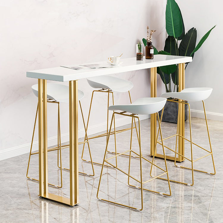 Dining Room Wood Top Counter Table Gold Base 42-inch Glam Style Bar Table Clearhalo 'Bar Furniture' 'Bar Tables' 'bar_tables' 'furn' 'furn_bar_tables' 'Furniture' 'furniture_bar_tables' 'Kitchen & Dining Furniture' 'kitchen&dining_furn' 'kitchen' 4355058