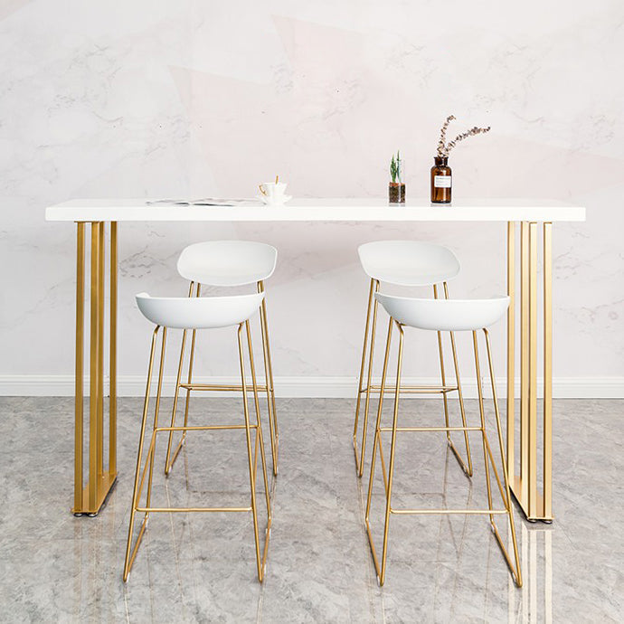 Dining Room Wood Top Counter Table Gold Base 42-inch Glam Style Bar Table Clearhalo 'Bar Furniture' 'Bar Tables' 'bar_tables' 'furn' 'furn_bar_tables' 'Furniture' 'furniture_bar_tables' 'Kitchen & Dining Furniture' 'kitchen&dining_furn' 'kitchen' 4355059