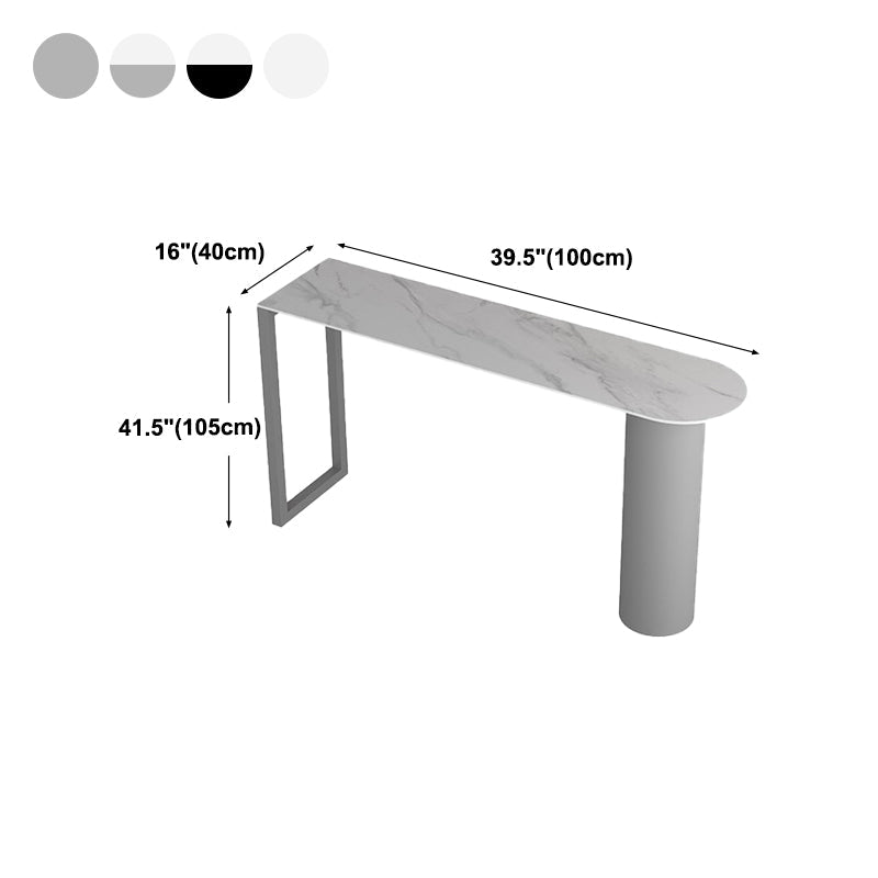 Round Corners Stone Top Bar Table Metal Base Pub Table for Kitchen Clearhalo 'Bar Furniture' 'Bar Tables' 'bar_tables' 'furn' 'furn_bar_tables' 'Furniture' 'furniture_bar_tables' 'Kitchen & Dining Furniture' 'kitchen&dining_furn' 'kitchen' 4355090