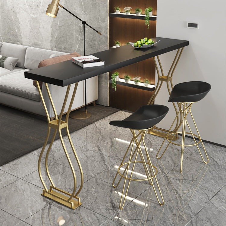 Glam Style 42-inch Height Bar Table Wood Top Pub Table for Living Room Gold Black Clearhalo 'Bar Furniture' 'Bar Tables' 'bar_tables' 'furn' 'furn_bar_tables' 'Furniture' 'furniture_bar_tables' 'Kitchen & Dining Furniture' 'kitchen&dining_furn' 'kitchen' 4355095