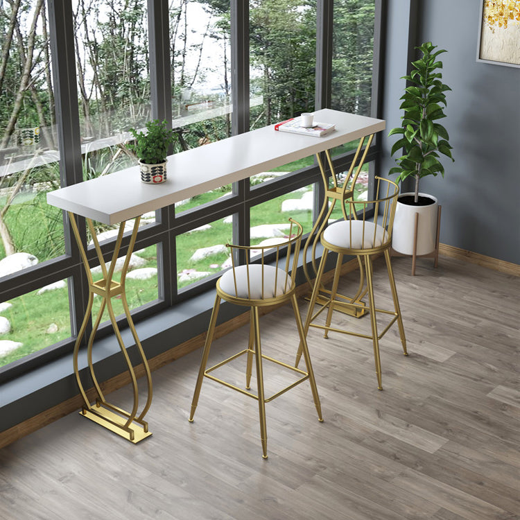 Glam Style 42-inch Height Bar Table Wood Top Pub Table for Living Room Gold White Clearhalo 'Bar Furniture' 'Bar Tables' 'bar_tables' 'furn' 'furn_bar_tables' 'Furniture' 'furniture_bar_tables' 'Kitchen & Dining Furniture' 'kitchen&dining_furn' 'kitchen' 4355097