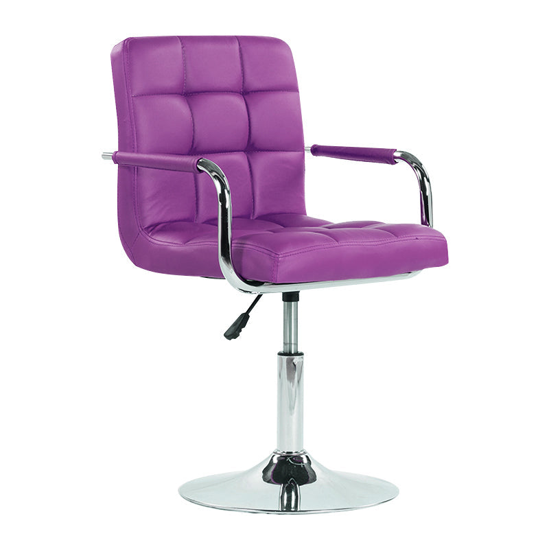 Modern Backrest Liftable Stool Steel Household Bar Stool with Cushion Purple 1 Piece Short Stool(22"H) Clearhalo 'Bar Furniture' 'Bar Stools' 'bar_stools' 'furn' 'furn_bar_stools' 'furniture_bar_stools' 'Kitchen & Dining Furniture' 'kitchen&dining_furn' 'kitchen' 'kitchen_furn' Furniture' 4356568