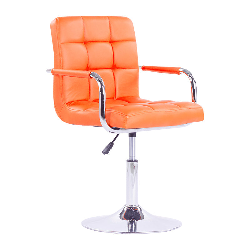 Modern Backrest Liftable Stool Steel Household Bar Stool with Cushion Orange 1 Piece Short Stool(22"H) Clearhalo 'Bar Furniture' 'Bar Stools' 'bar_stools' 'furn' 'furn_bar_stools' 'furniture_bar_stools' 'Kitchen & Dining Furniture' 'kitchen&dining_furn' 'kitchen' 'kitchen_furn' Furniture' 4356582