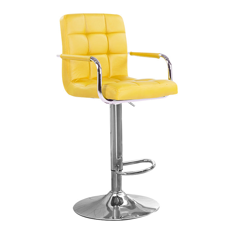 Modern Backrest Liftable Stool Steel Household Bar Stool with Cushion Yellow 1 Piece Counter Stool (24"H) Clearhalo 'Bar Furniture' 'Bar Stools' 'bar_stools' 'furn' 'furn_bar_stools' 'furniture_bar_stools' 'Kitchen & Dining Furniture' 'kitchen&dining_furn' 'kitchen' 'kitchen_furn' Furniture' 4356584