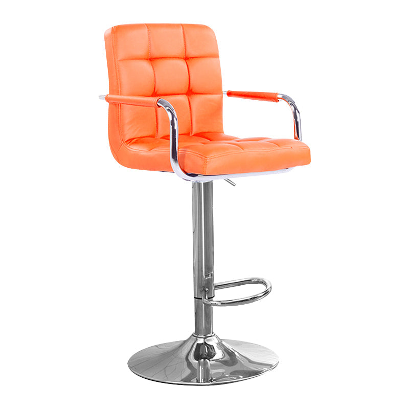 Modern Backrest Liftable Stool Steel Household Bar Stool with Cushion Orange 1 Piece Counter Stool (24"H) Clearhalo 'Bar Furniture' 'Bar Stools' 'bar_stools' 'furn' 'furn_bar_stools' 'furniture_bar_stools' 'Kitchen & Dining Furniture' 'kitchen&dining_furn' 'kitchen' 'kitchen_furn' Furniture' 4356586