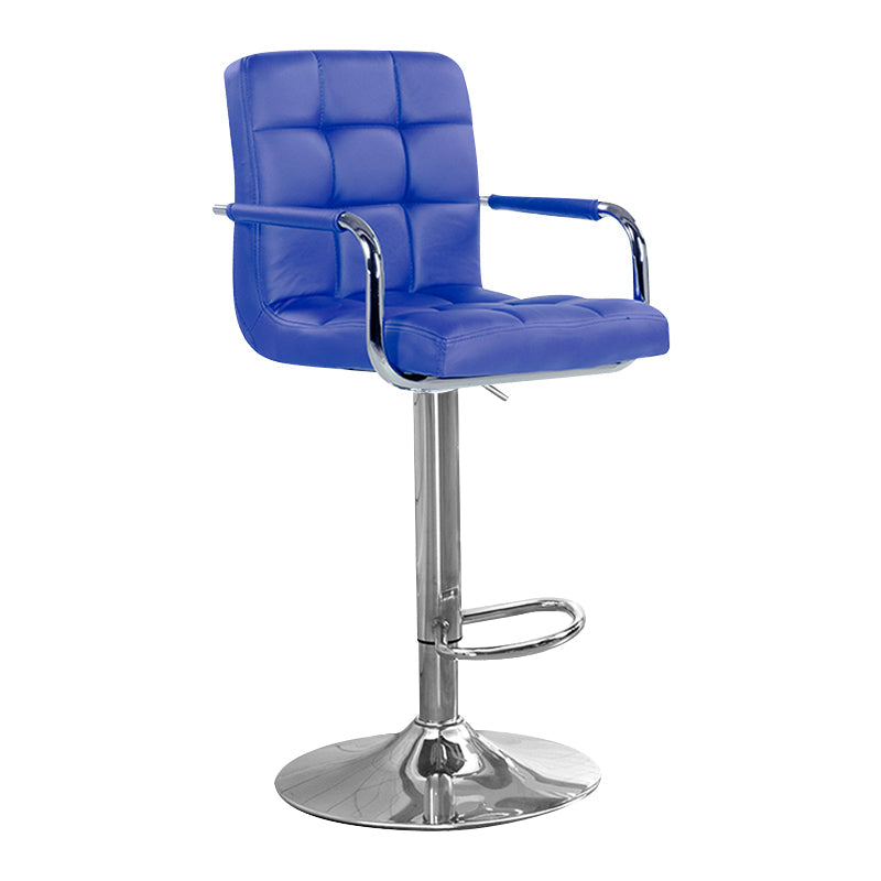 Modern Backrest Liftable Stool Steel Household Bar Stool with Cushion Blue 1 Piece Counter Stool (24"H) Clearhalo 'Bar Furniture' 'Bar Stools' 'bar_stools' 'furn' 'furn_bar_stools' 'furniture_bar_stools' 'Kitchen & Dining Furniture' 'kitchen&dining_furn' 'kitchen' 'kitchen_furn' Furniture' 4356587