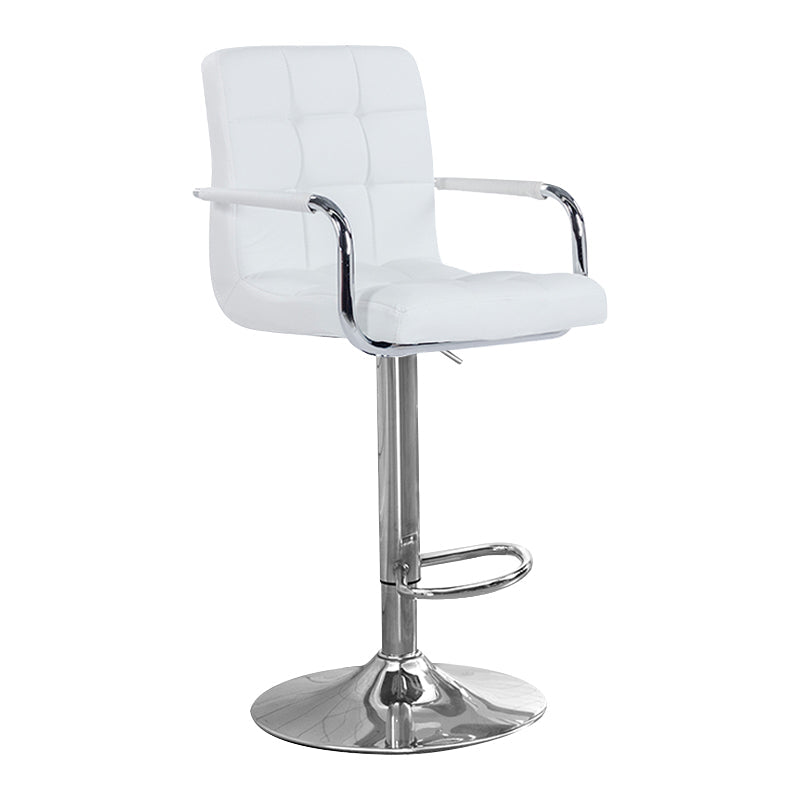 Modern Backrest Liftable Stool Steel Household Bar Stool with Cushion White 1 Piece Counter Stool (24"H) Clearhalo 'Bar Furniture' 'Bar Stools' 'bar_stools' 'furn' 'furn_bar_stools' 'furniture_bar_stools' 'Kitchen & Dining Furniture' 'kitchen&dining_furn' 'kitchen' 'kitchen_furn' Furniture' 4356588