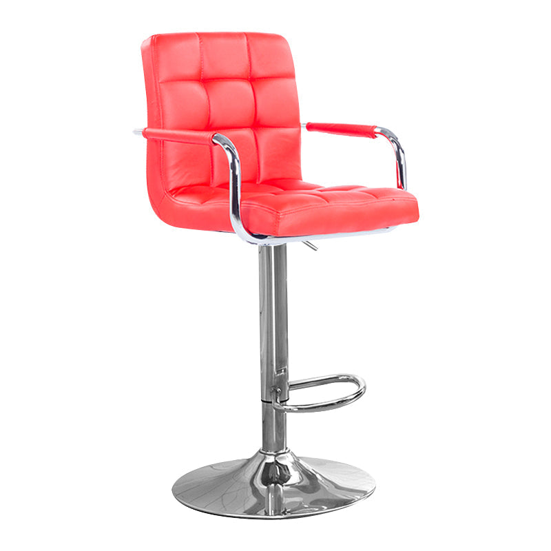 Modern Backrest Liftable Stool Steel Household Bar Stool with Cushion Red 1 Piece Counter Stool (24"H) Clearhalo 'Bar Furniture' 'Bar Stools' 'bar_stools' 'furn' 'furn_bar_stools' 'furniture_bar_stools' 'Kitchen & Dining Furniture' 'kitchen&dining_furn' 'kitchen' 'kitchen_furn' Furniture' 4356591