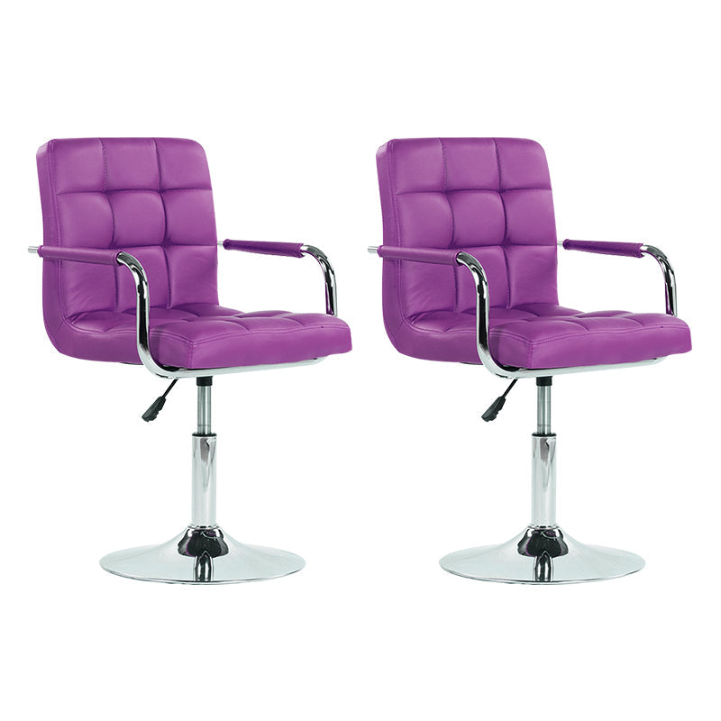 Modern Backrest Liftable Stool Steel Household Bar Stool with Cushion Purple 2 Piece Set Short Stool(22"H) Clearhalo 'Bar Furniture' 'Bar Stools' 'bar_stools' 'furn' 'furn_bar_stools' 'furniture_bar_stools' 'Kitchen & Dining Furniture' 'kitchen&dining_furn' 'kitchen' 'kitchen_furn' Furniture' 4356593