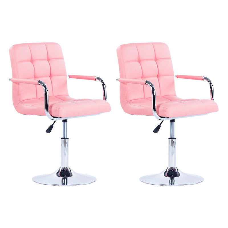 Modern Backrest Liftable Stool Steel Household Bar Stool with Cushion Pink 2 Piece Set Short Stool(22"H) Clearhalo 'Bar Furniture' 'Bar Stools' 'bar_stools' 'furn' 'furn_bar_stools' 'furniture_bar_stools' 'Kitchen & Dining Furniture' 'kitchen&dining_furn' 'kitchen' 'kitchen_furn' Furniture' 4356595