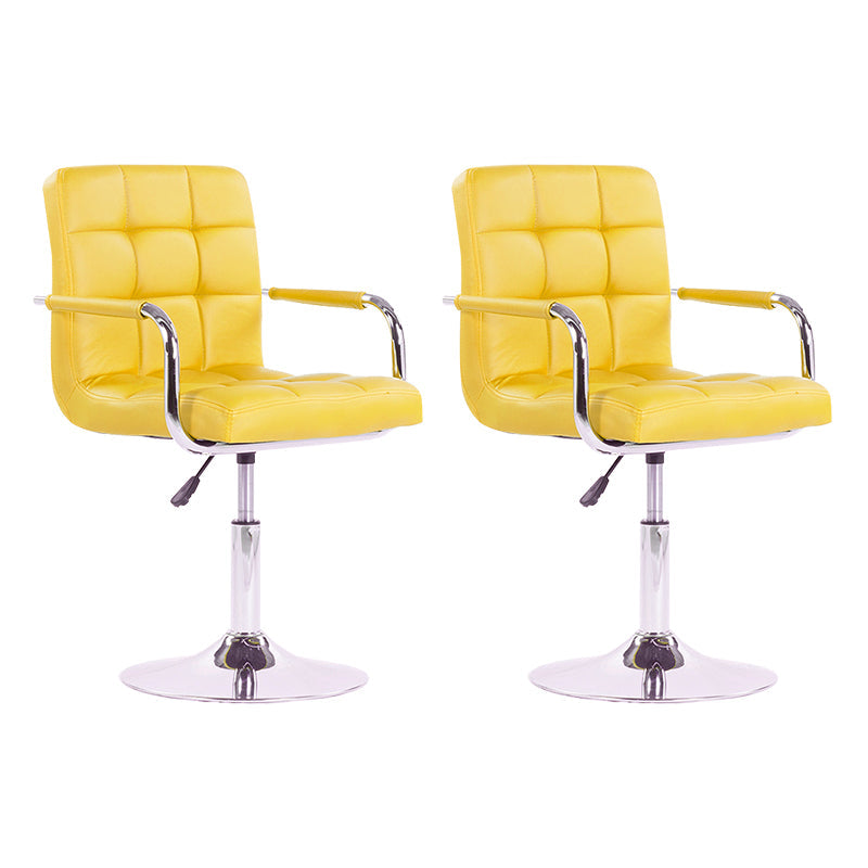 Modern Backrest Liftable Stool Steel Household Bar Stool with Cushion Yellow 2 Piece Set Short Stool(22"H) Clearhalo 'Bar Furniture' 'Bar Stools' 'bar_stools' 'furn' 'furn_bar_stools' 'furniture_bar_stools' 'Kitchen & Dining Furniture' 'kitchen&dining_furn' 'kitchen' 'kitchen_furn' Furniture' 4356599
