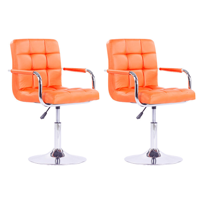 Modern Backrest Liftable Stool Steel Household Bar Stool with Cushion Orange 2 Piece Set Short Stool(22"H) Clearhalo 'Bar Furniture' 'Bar Stools' 'bar_stools' 'furn' 'furn_bar_stools' 'furniture_bar_stools' 'Kitchen & Dining Furniture' 'kitchen&dining_furn' 'kitchen' 'kitchen_furn' Furniture' 4356600