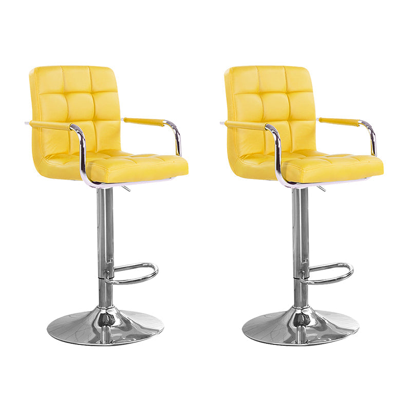 Modern Backrest Liftable Stool Steel Household Bar Stool with Cushion Yellow 2 Piece Set Counter Stool (24"H) Clearhalo 'Bar Furniture' 'Bar Stools' 'bar_stools' 'furn' 'furn_bar_stools' 'furniture_bar_stools' 'Kitchen & Dining Furniture' 'kitchen&dining_furn' 'kitchen' 'kitchen_furn' Furniture' 4356602