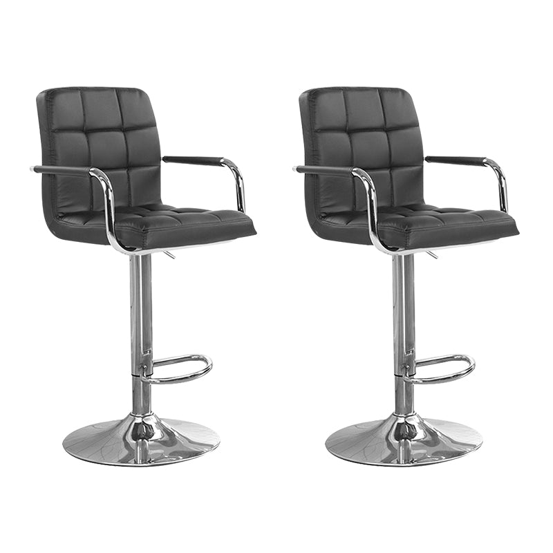 Modern Backrest Liftable Stool Steel Household Bar Stool with Cushion Black 2 Piece Set Clearhalo 'Bar Furniture' 'Bar Stools' 'bar_stools' 'furn' 'furn_bar_stools' 'furniture_bar_stools' 'Kitchen & Dining Furniture' 'kitchen&dining_furn' 'kitchen' 'kitchen_furn' Furniture' 4356603