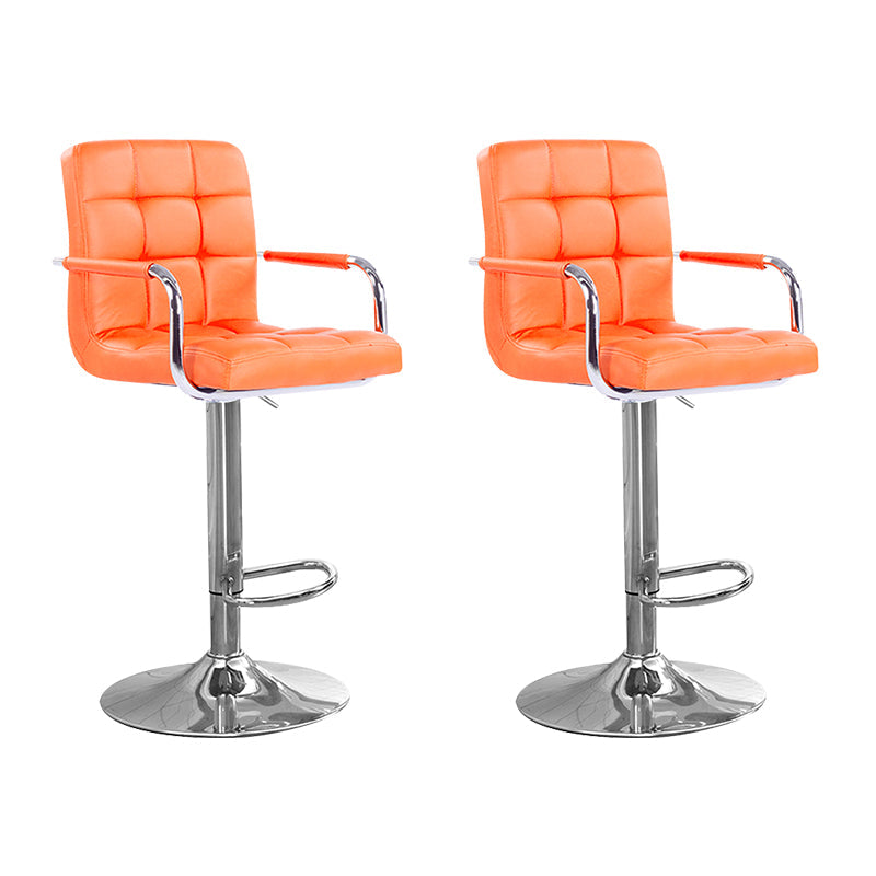 Modern Backrest Liftable Stool Steel Household Bar Stool with Cushion Orange 2 Piece Set Counter Stool (24"H) Clearhalo 'Bar Furniture' 'Bar Stools' 'bar_stools' 'furn' 'furn_bar_stools' 'furniture_bar_stools' 'Kitchen & Dining Furniture' 'kitchen&dining_furn' 'kitchen' 'kitchen_furn' Furniture' 4356604