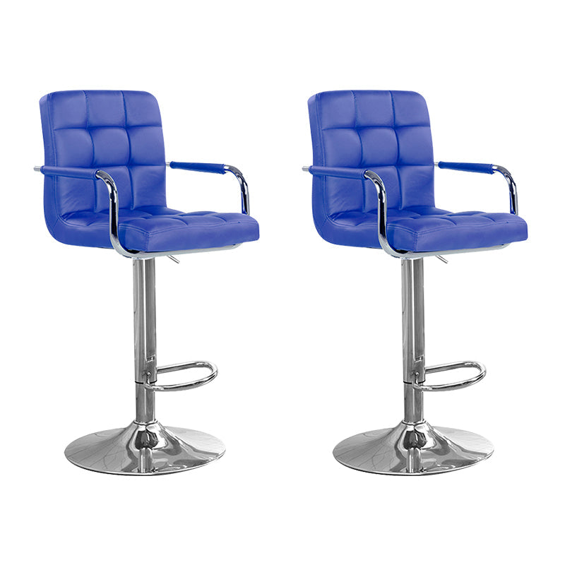 Modern Backrest Liftable Stool Steel Household Bar Stool with Cushion Blue 2 Piece Set Counter Stool (24"H) Clearhalo 'Bar Furniture' 'Bar Stools' 'bar_stools' 'furn' 'furn_bar_stools' 'furniture_bar_stools' 'Kitchen & Dining Furniture' 'kitchen&dining_furn' 'kitchen' 'kitchen_furn' Furniture' 4356605
