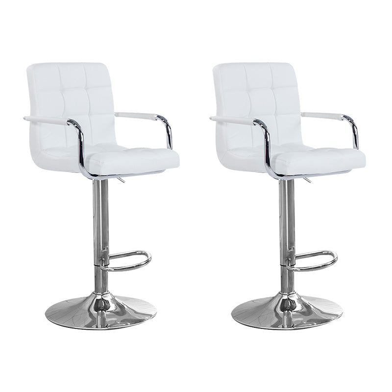 Modern Backrest Liftable Stool Steel Household Bar Stool with Cushion White 2 Piece Set Counter Stool (24"H) Clearhalo 'Bar Furniture' 'Bar Stools' 'bar_stools' 'furn' 'furn_bar_stools' 'furniture_bar_stools' 'Kitchen & Dining Furniture' 'kitchen&dining_furn' 'kitchen' 'kitchen_furn' Furniture' 4356606