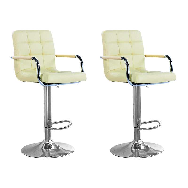 Modern Backrest Liftable Stool Steel Household Bar Stool with Cushion Beige 2 Piece Set Counter Stool (24"H) Clearhalo 'Bar Furniture' 'Bar Stools' 'bar_stools' 'furn' 'furn_bar_stools' 'furniture_bar_stools' 'Kitchen & Dining Furniture' 'kitchen&dining_furn' 'kitchen' 'kitchen_furn' Furniture' 4356607