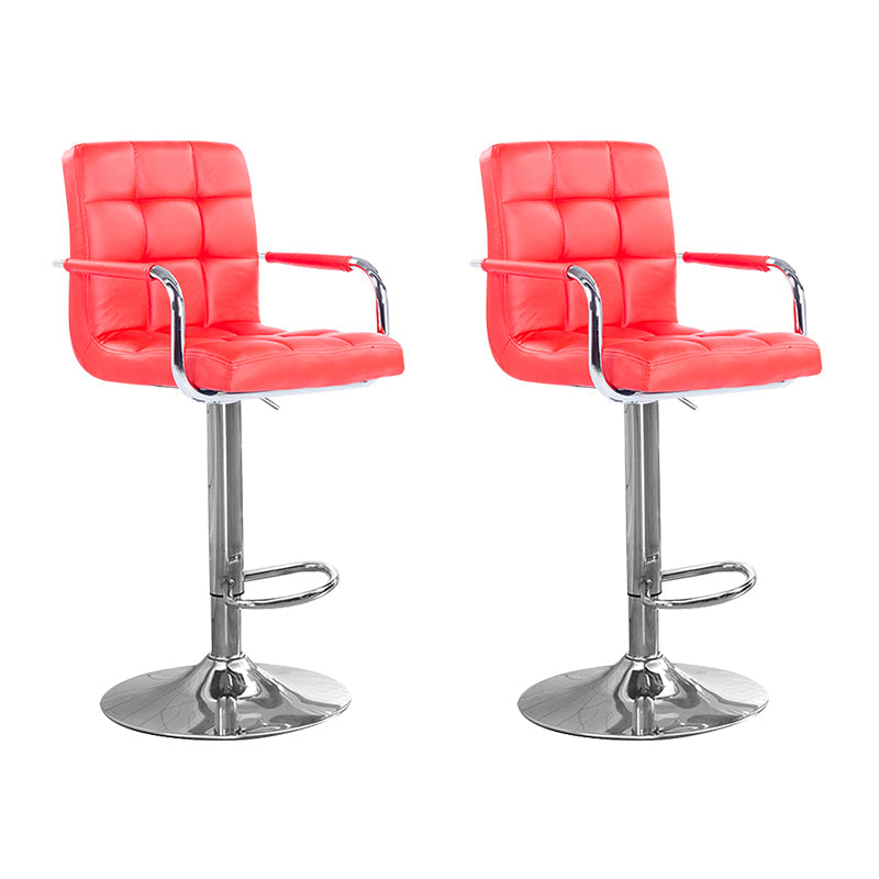 Modern Backrest Liftable Stool Steel Household Bar Stool with Cushion Red 2 Piece Set Counter Stool (24"H) Clearhalo 'Bar Furniture' 'Bar Stools' 'bar_stools' 'furn' 'furn_bar_stools' 'furniture_bar_stools' 'Kitchen & Dining Furniture' 'kitchen&dining_furn' 'kitchen' 'kitchen_furn' Furniture' 4356609
