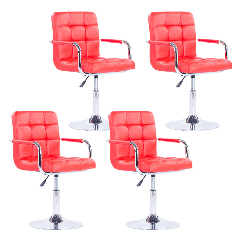 Modern Backrest Liftable Stool Steel Household Bar Stool with Cushion Red 4 Piece Set Short Stool(22"H) Clearhalo 'Bar Furniture' 'Bar Stools' 'bar_stools' 'furn' 'furn_bar_stools' 'furniture_bar_stools' 'Kitchen & Dining Furniture' 'kitchen&dining_furn' 'kitchen' 'kitchen_furn' Furniture' 4356610