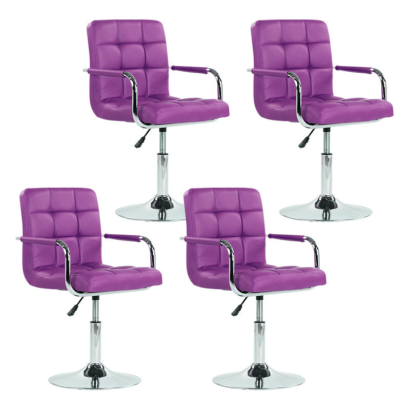 Modern Backrest Liftable Stool Steel Household Bar Stool with Cushion Purple 4 Piece Set Short Stool(22"H) Clearhalo 'Bar Furniture' 'Bar Stools' 'bar_stools' 'furn' 'furn_bar_stools' 'furniture_bar_stools' 'Kitchen & Dining Furniture' 'kitchen&dining_furn' 'kitchen' 'kitchen_furn' Furniture' 4356611