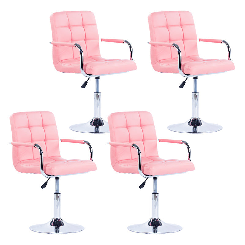 Modern Backrest Liftable Stool Steel Household Bar Stool with Cushion Pink 4 Piece Set Short Stool(22"H) Clearhalo 'Bar Furniture' 'Bar Stools' 'bar_stools' 'furn' 'furn_bar_stools' 'furniture_bar_stools' 'Kitchen & Dining Furniture' 'kitchen&dining_furn' 'kitchen' 'kitchen_furn' Furniture' 4356613