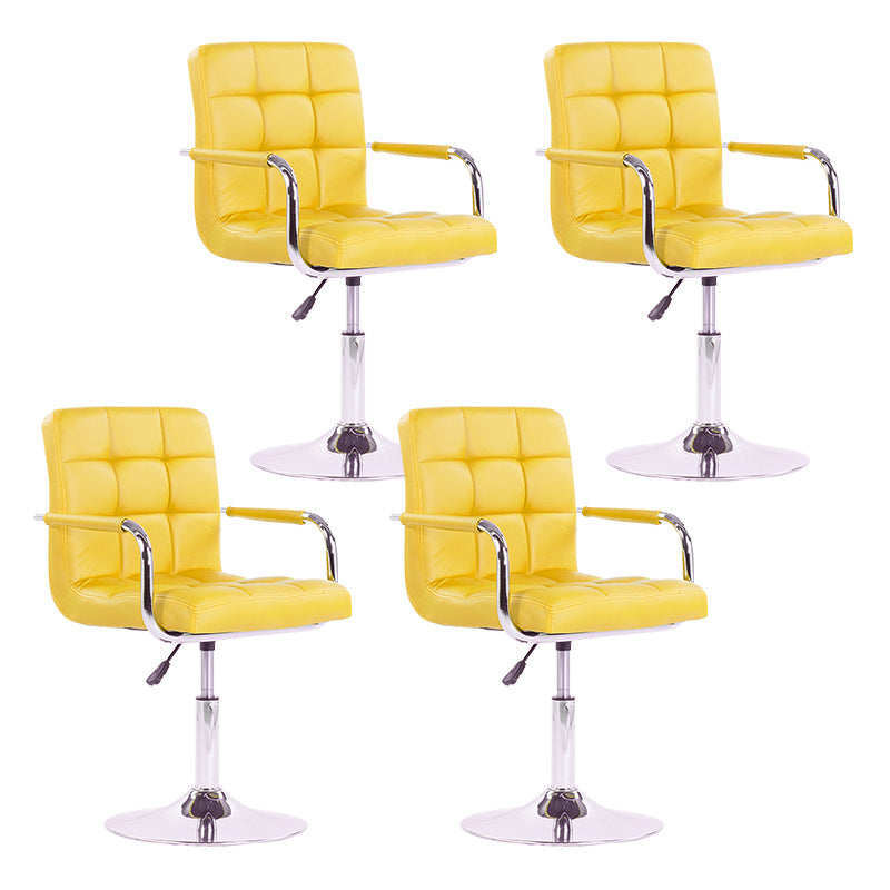 Modern Backrest Liftable Stool Steel Household Bar Stool with Cushion Yellow 4 Piece Set Short Stool(22"H) Clearhalo 'Bar Furniture' 'Bar Stools' 'bar_stools' 'furn' 'furn_bar_stools' 'furniture_bar_stools' 'Kitchen & Dining Furniture' 'kitchen&dining_furn' 'kitchen' 'kitchen_furn' Furniture' 4356617