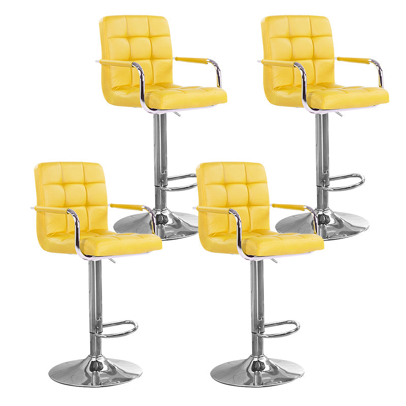 Modern Backrest Liftable Stool Steel Household Bar Stool with Cushion Yellow 4 Piece Set Counter Stool (24"H) Clearhalo 'Bar Furniture' 'Bar Stools' 'bar_stools' 'furn' 'furn_bar_stools' 'furniture_bar_stools' 'Kitchen & Dining Furniture' 'kitchen&dining_furn' 'kitchen' 'kitchen_furn' Furniture' 4356620