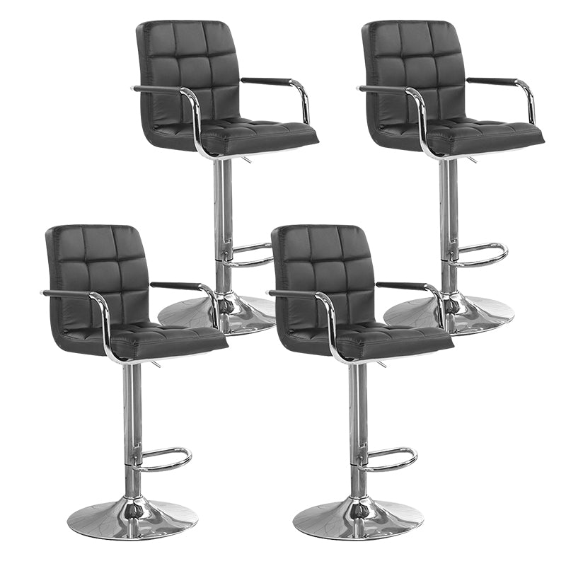 Modern Backrest Liftable Stool Steel Household Bar Stool with Cushion Black 4 Piece Set Clearhalo 'Bar Furniture' 'Bar Stools' 'bar_stools' 'furn' 'furn_bar_stools' 'furniture_bar_stools' 'Kitchen & Dining Furniture' 'kitchen&dining_furn' 'kitchen' 'kitchen_furn' Furniture' 4356621