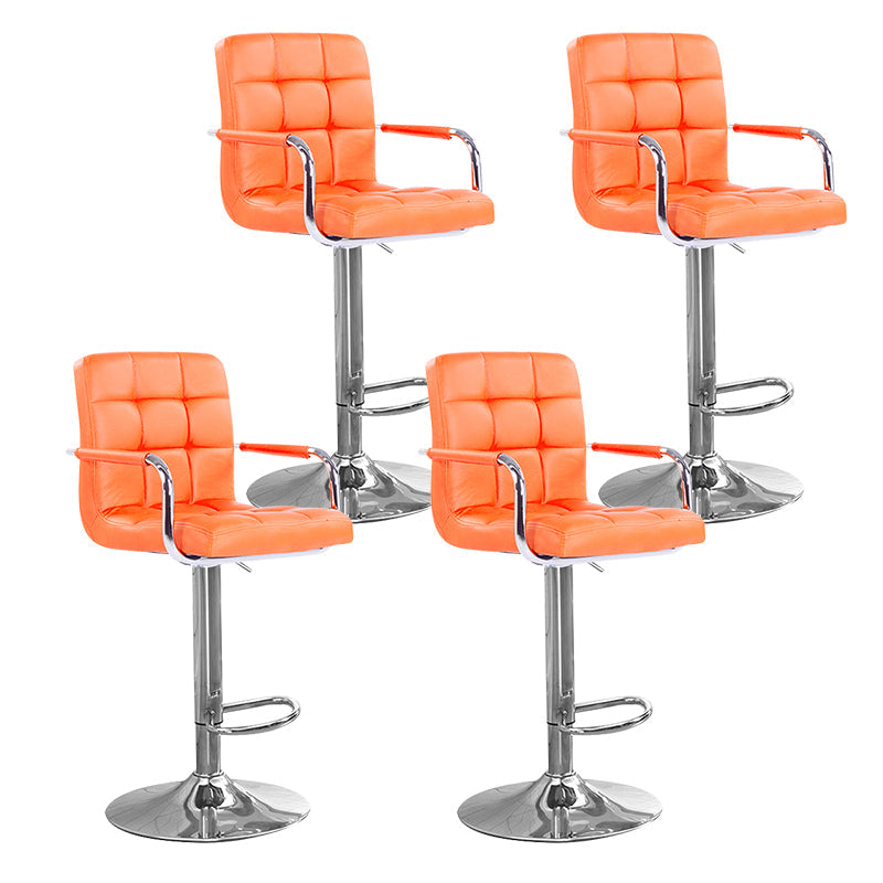 Modern Backrest Liftable Stool Steel Household Bar Stool with Cushion Orange 4 Piece Set Counter Stool (24"H) Clearhalo 'Bar Furniture' 'Bar Stools' 'bar_stools' 'furn' 'furn_bar_stools' 'furniture_bar_stools' 'Kitchen & Dining Furniture' 'kitchen&dining_furn' 'kitchen' 'kitchen_furn' Furniture' 4356622